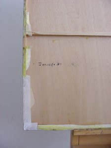 Pintura sobre entretela-detalle final reverso